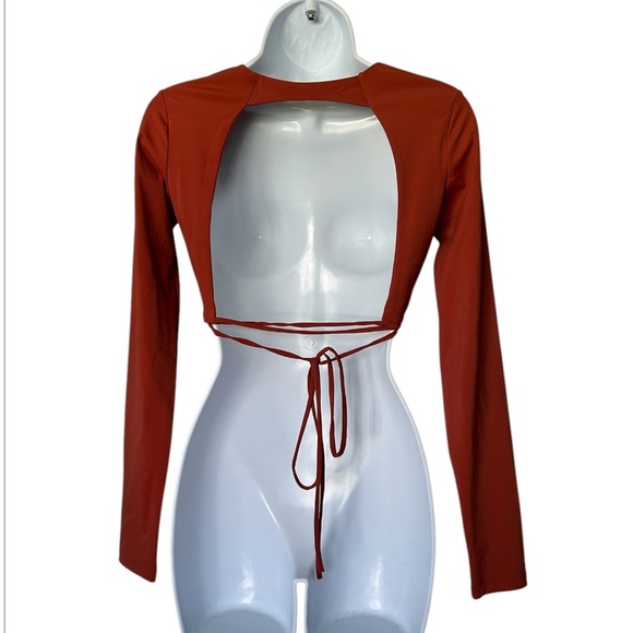 Alix NYC Declan crop top terra cotta long sleeve open back excellent Size M - Picture 5 of 9